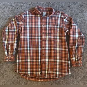 L.L. Bean Cotton Brown Button Down Flannel XL Tall Workwear Hiking Outdoors Soft